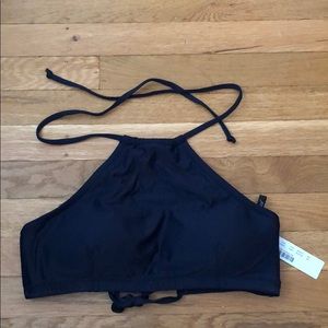 J. Crew Cropped halter bikini top navy blue size M